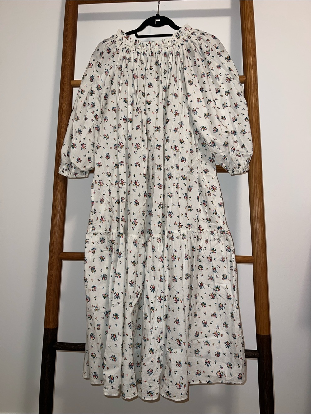 THE GREAT. Cotton Floral off shoulder nightgown